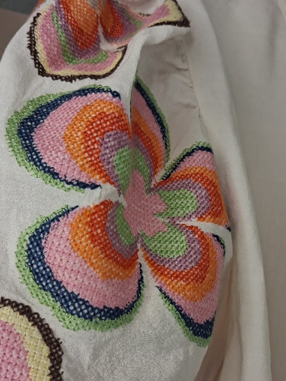 THML Cream Top with Colorful Embroidered Puff Sleeves - Picture 4 of 8
